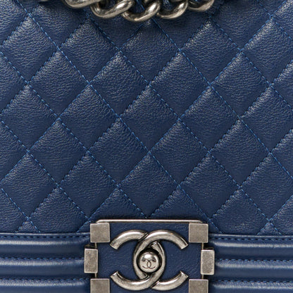 Chanel Caviar Quilted New Medium Boy Flap Blue 8 of 10