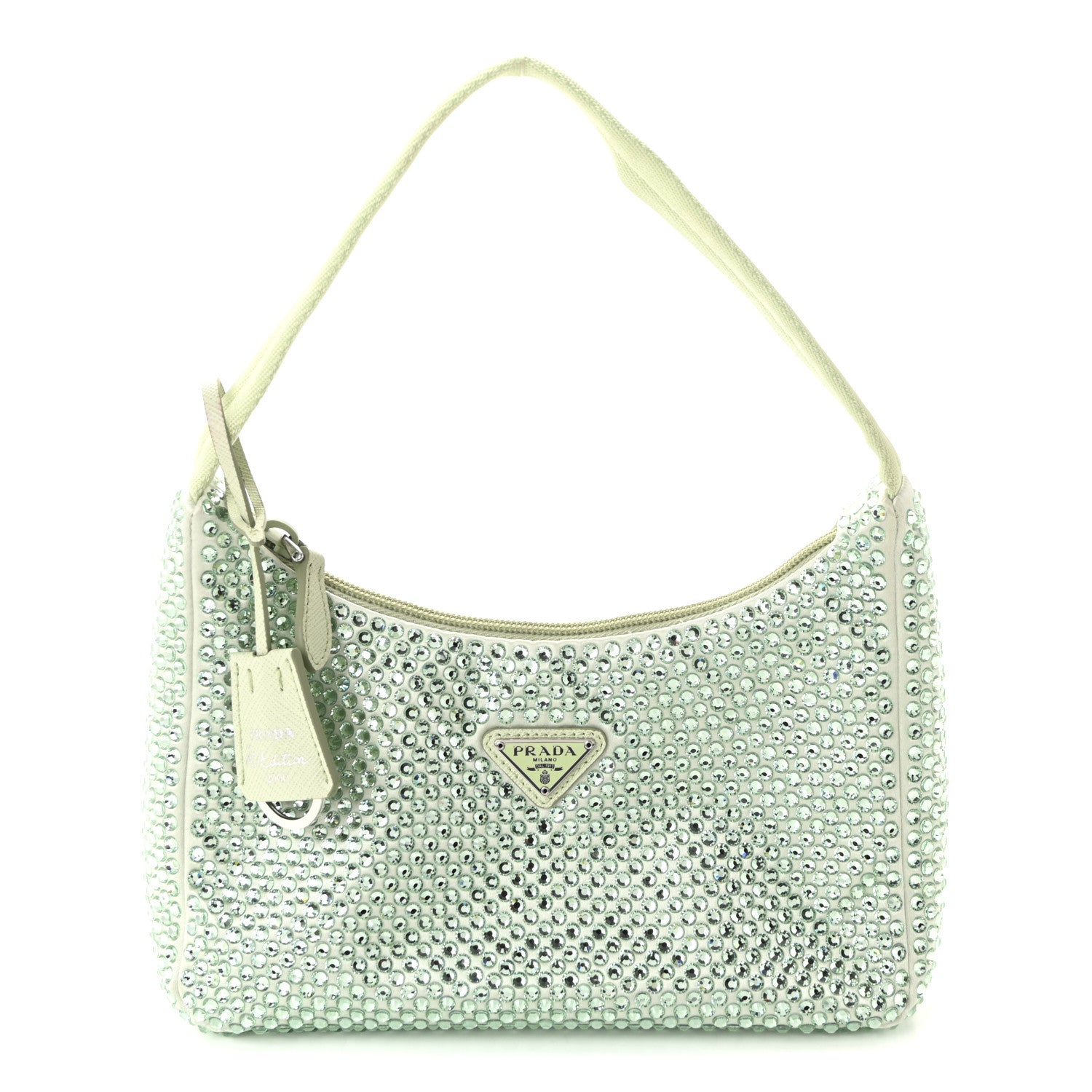 Prada Satin Crystal Mini Re-Edition 2000 Bag Acqua 1 of 9