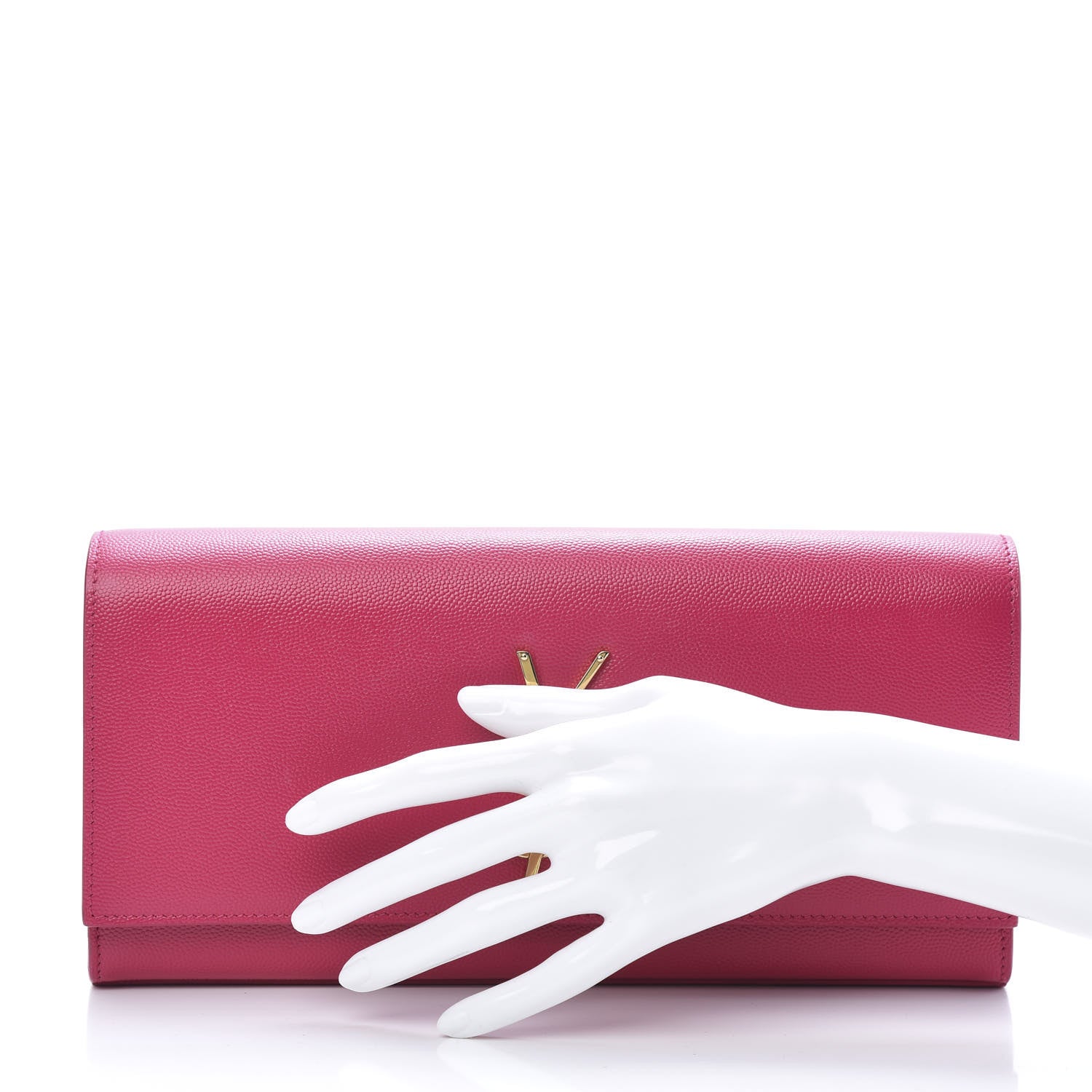 Saint Laurent Grain De Poudre Classic Monogram Cassandre Clutch Lipstick Fuchsia 2 of 10