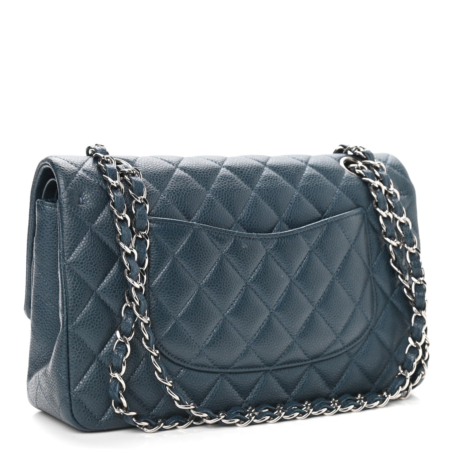 Caviar Quilted Medium Double Flap Navy