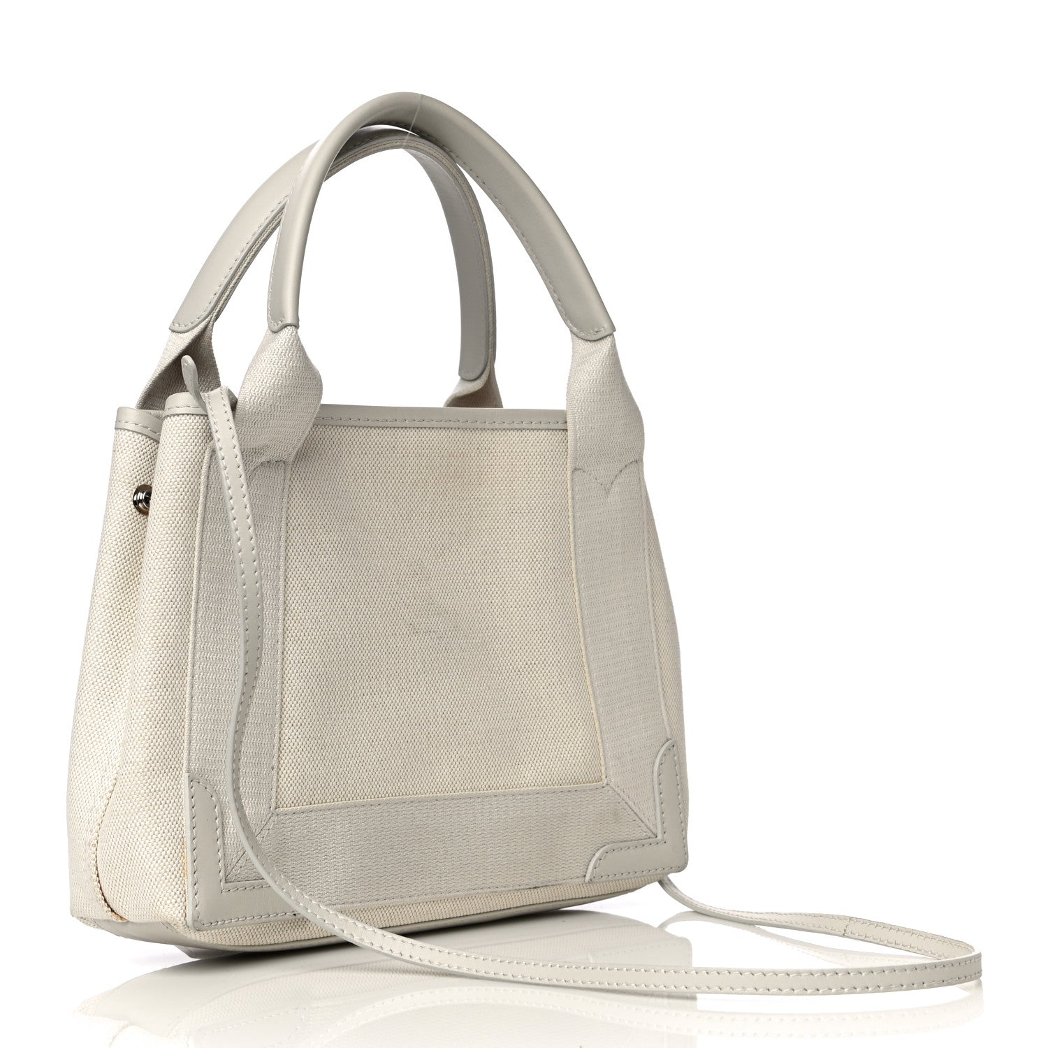Balenciaga Cotton Canvas Calfskin Navy Cabas XS Natural 2 of 15