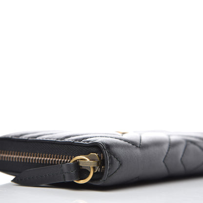 Gucci Calfskin Matelasse GG Marmont Zip Around Wallet Black 6 of 10