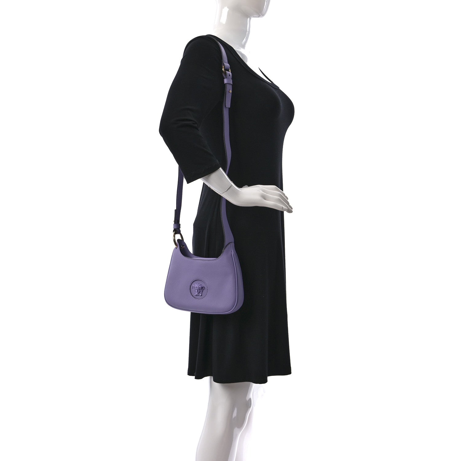 Versace Calfskin La Medusa Small Hobo Crossbody Lilac 2 of 8