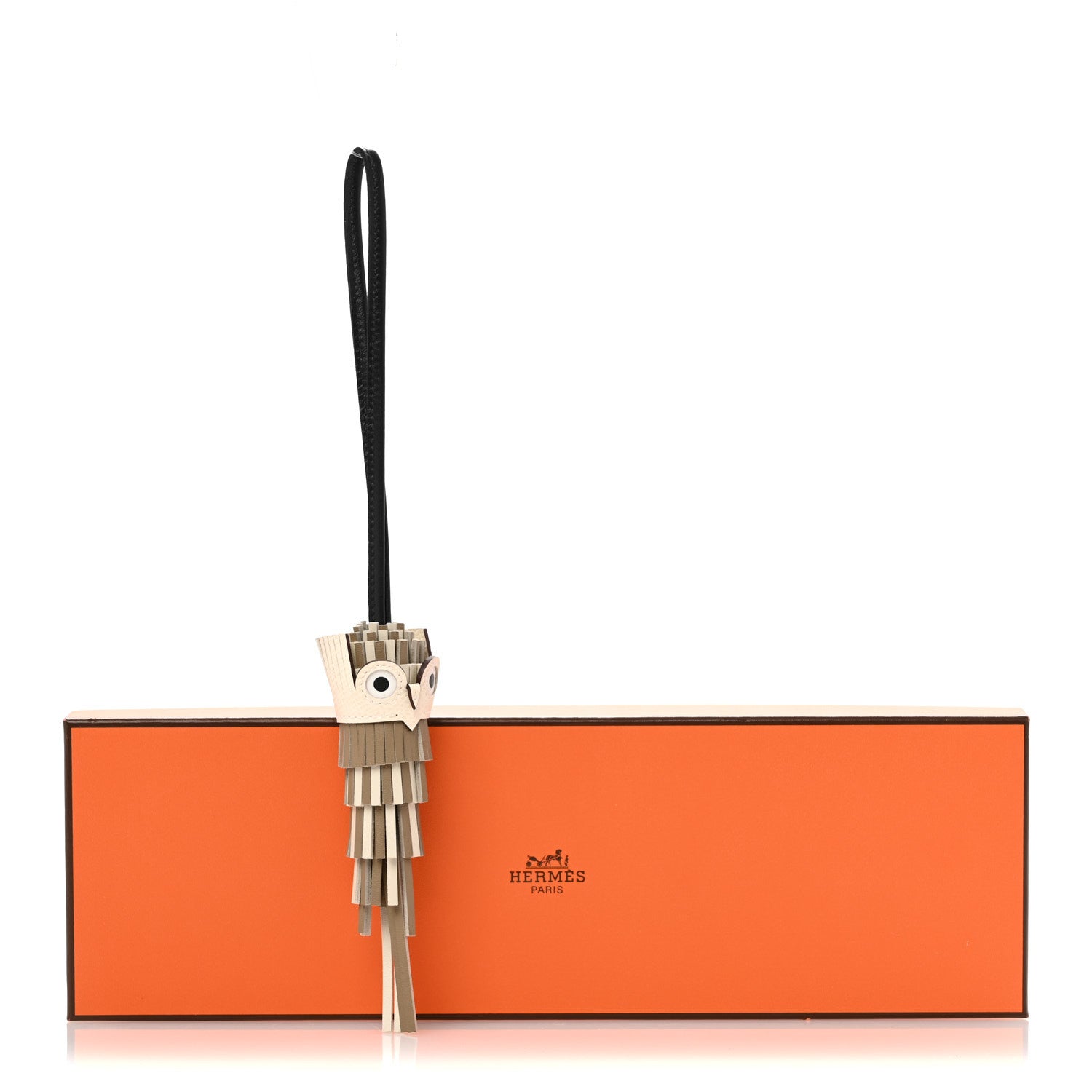 Hermes Milo Lambskin Epsom Chouette Bag Charm Beige Marfa Craie Black Nata White 5 of 5