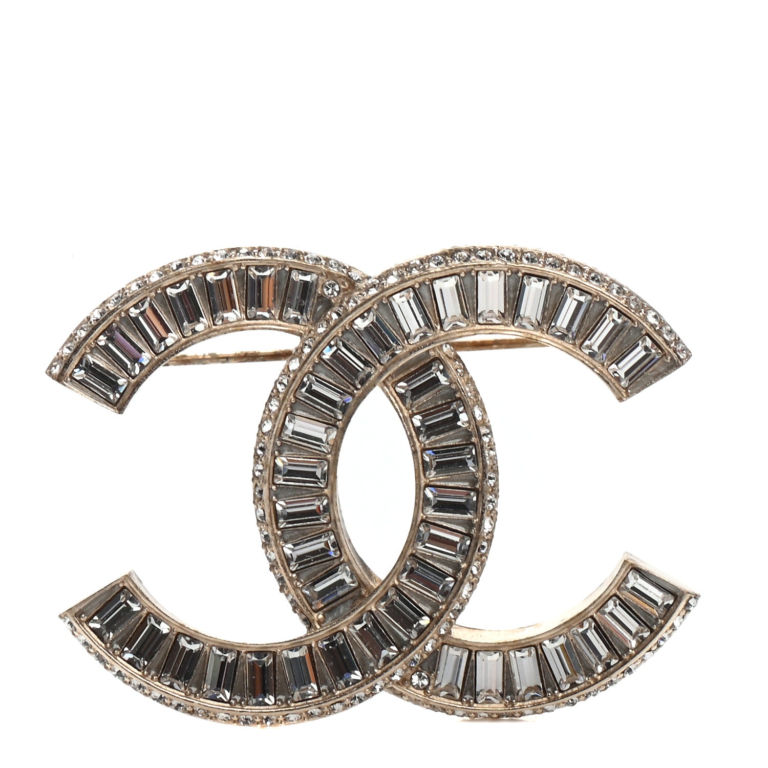 Chanel Baguette Crystal CC Brooch Gold 1 of 4