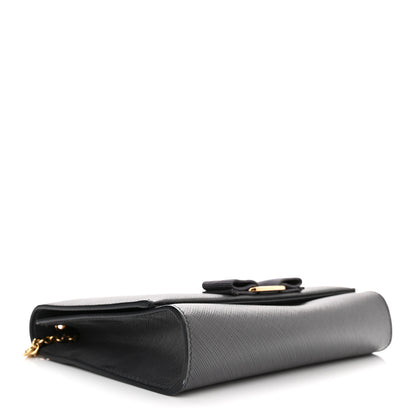 Salvatore Ferragamo Printed Calfskin Ginny Shoulder Bag Dark Grey 4 of 9