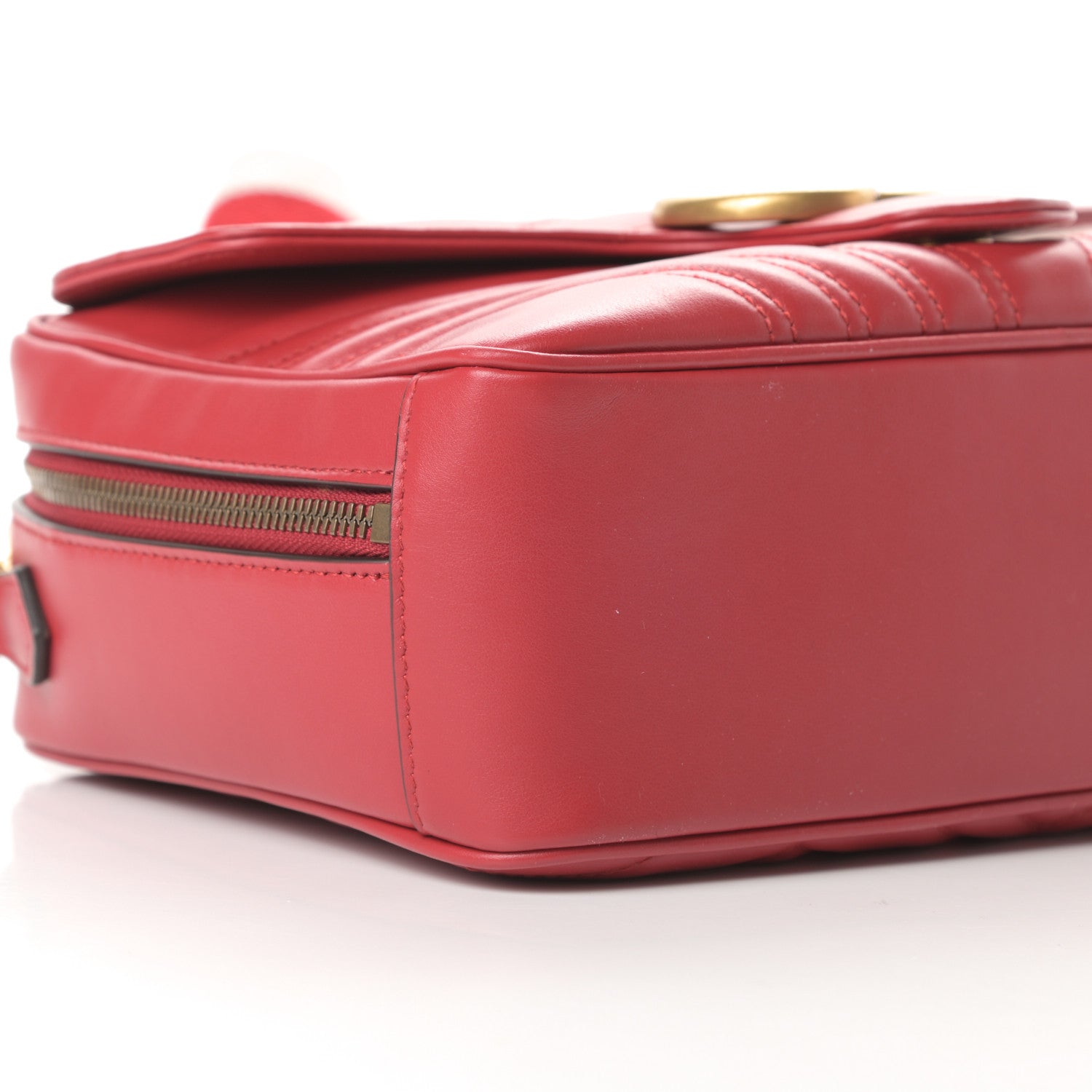 Gucci Calfskin Matelasse Sylvie Web Small GG Marmont Top Handle Shoulder Bag Hibiscus Red 9 of 11