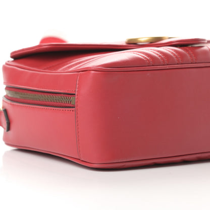 Gucci Calfskin Matelasse Sylvie Web Small GG Marmont Top Handle Shoulder Bag Hibiscus Red 9 of 11