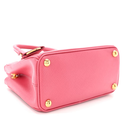 Prada Saffiano Lux Micro Galleria Double Zip Tote Peonia 4 of 10