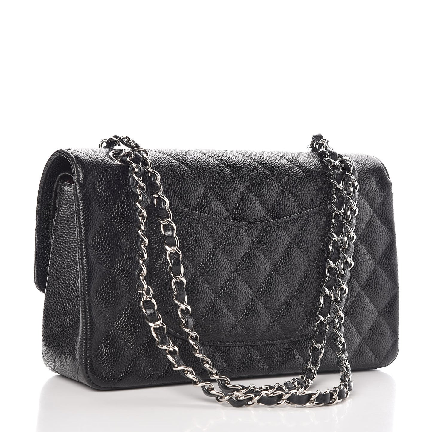 Caviar Quilted Medium Double Flap Black