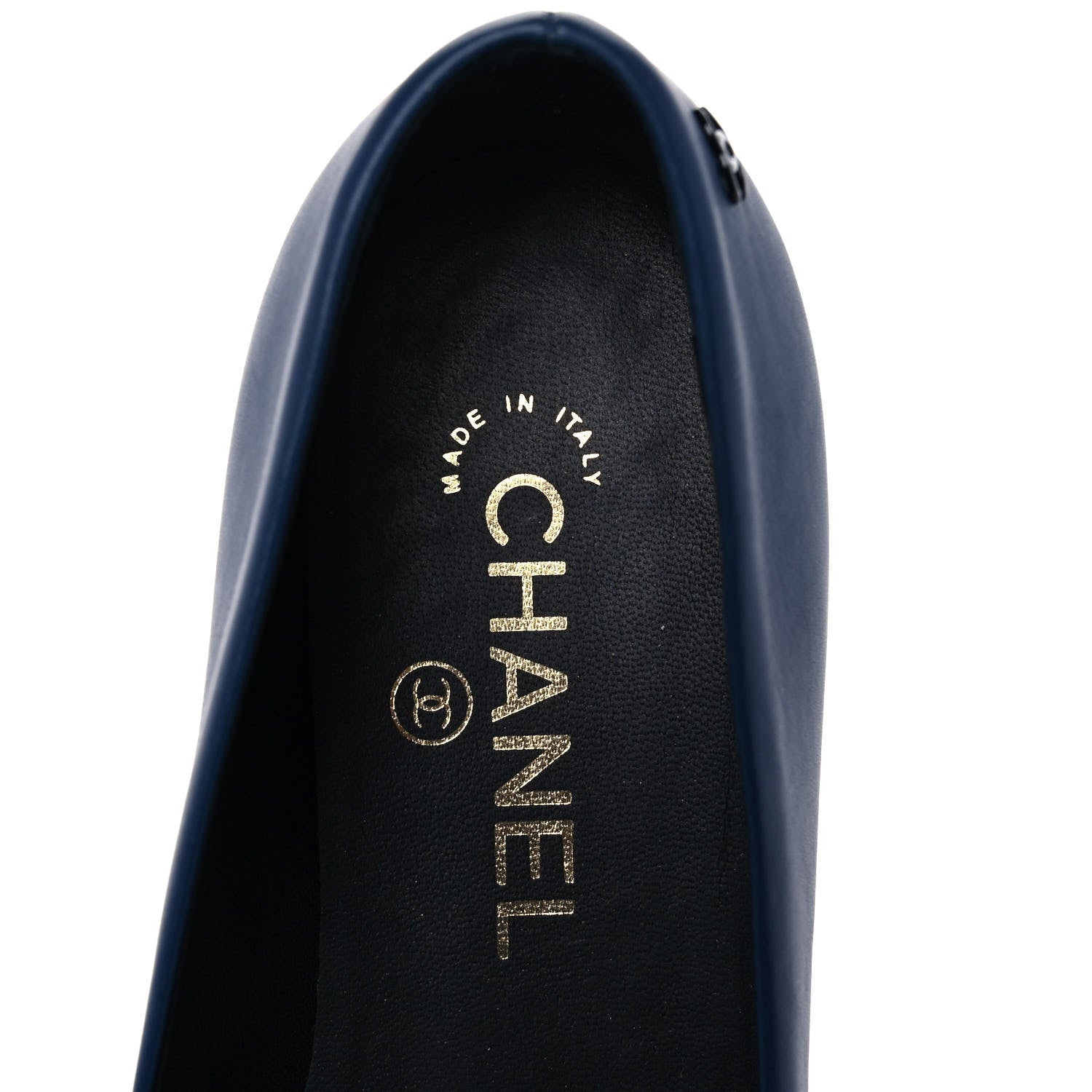 Chanel Crumpled Calfskin Cap Toe Ballerina Flats 36 Navy Black 7 of 9