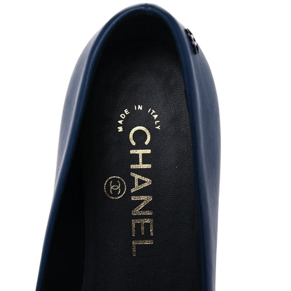 Chanel Crumpled Calfskin Cap Toe Ballerina Flats 36 Navy Black 7 of 9