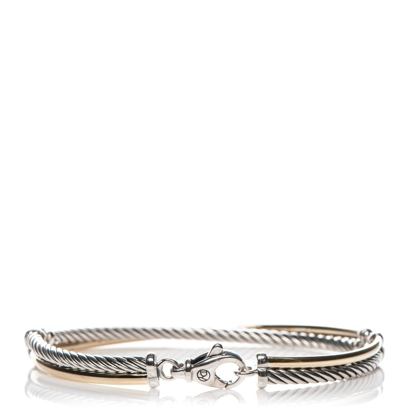 Sterling Silver 18K Yellow Gold 3mm Crossover Bracelet