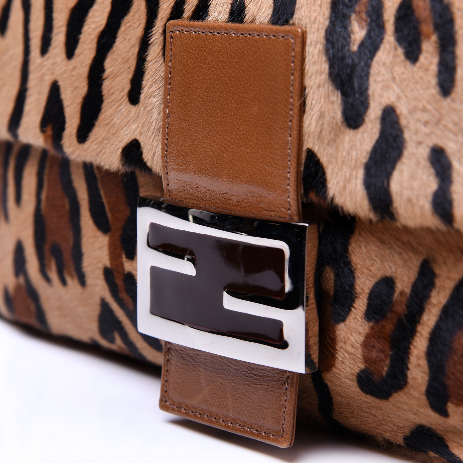 Fendi Calf Hair Leopard Print Mama Baguette Brown 13 of 15