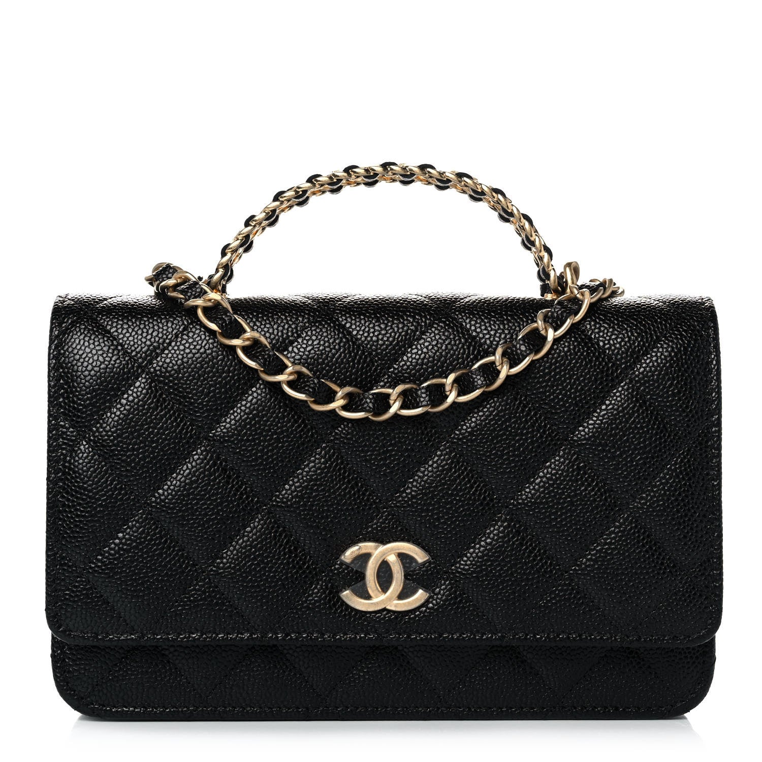 Chanel Shiny Caviar Quilted Pick Me Up Wallet On Chain WOC Black 1 of 13