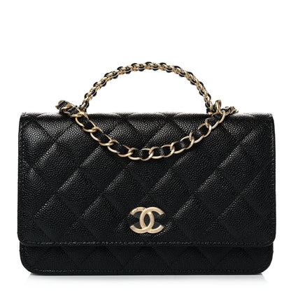 Chanel Shiny Caviar Quilted Pick Me Up Wallet On Chain WOC Black 1 of 13