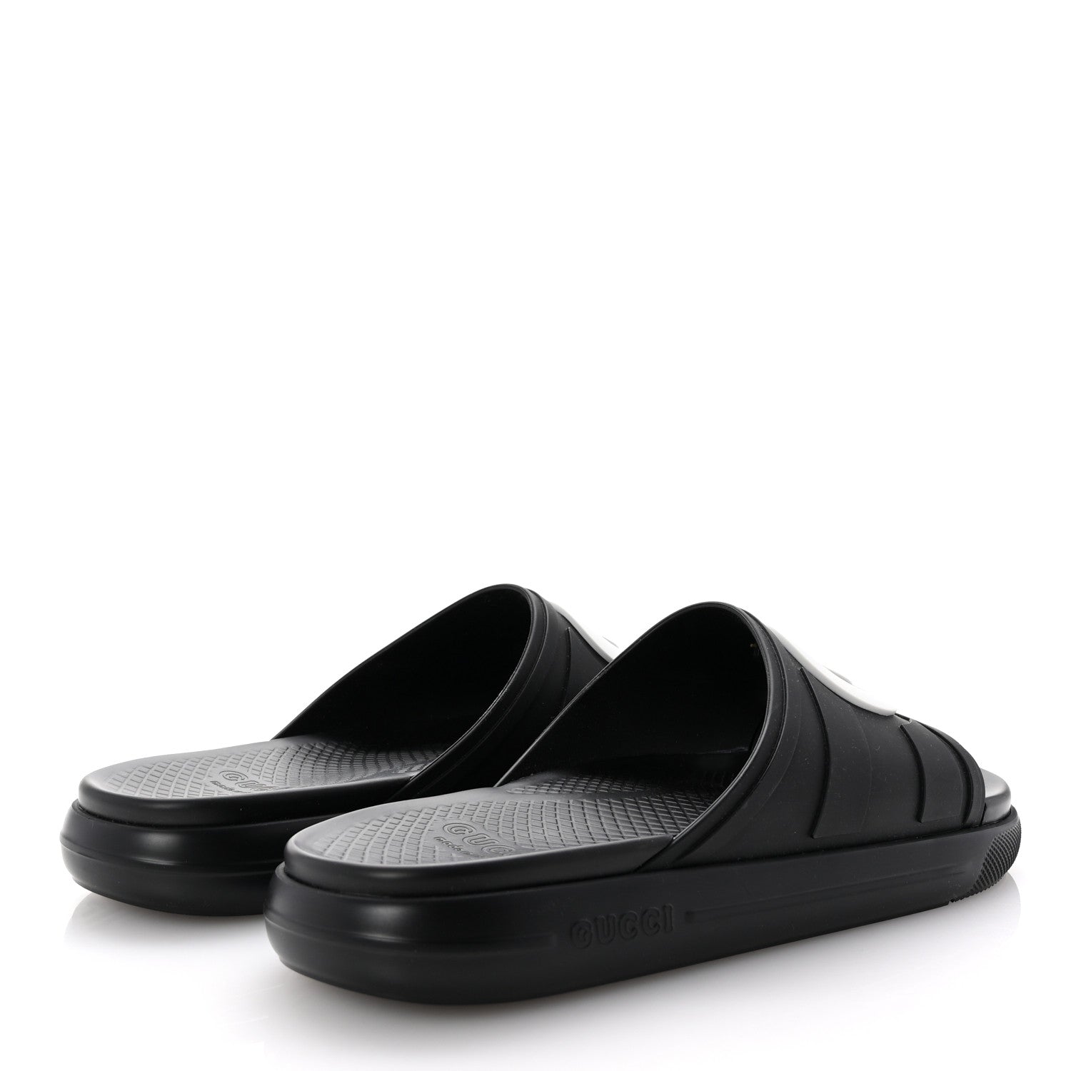 Gucci Rubber Interlocking G Pursuit Mens Slide Sandals 9 Black White 5 of 10