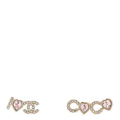 Chanel Metal Strass I Love Coco Heart Earrings Gold Pink 1 of 5