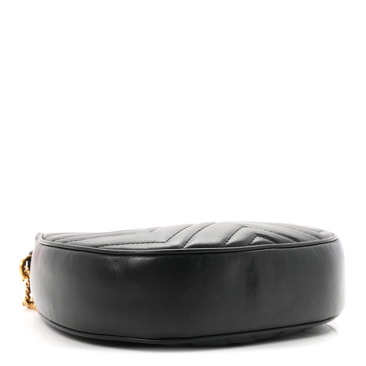 Calfskin Matelasse Chevron Mini GG Marmont Half Moon Hobo Black
