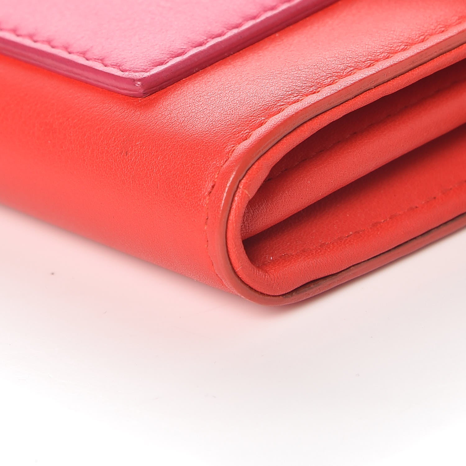 Christian Dior Calfskin Bi-Color Wallet On Chain Red Pink 9 of 12