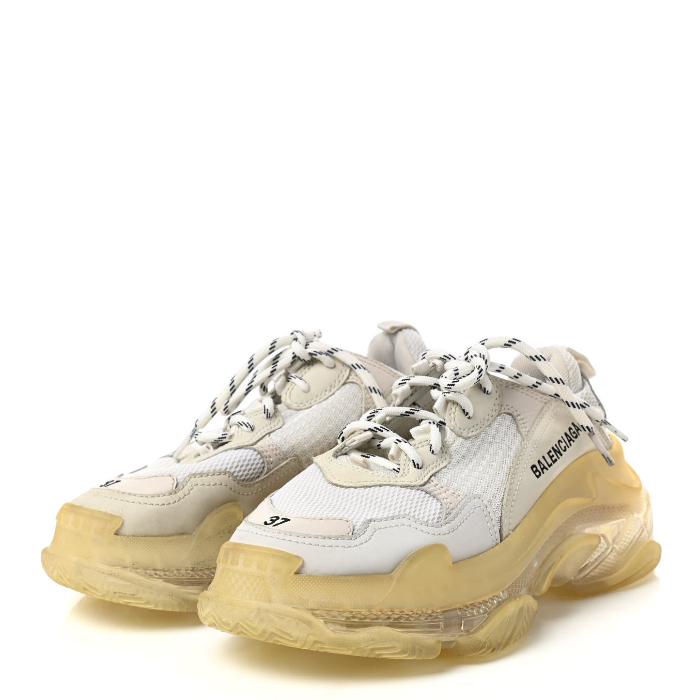 Fabric Mesh Clear Sole Womens Triple S Sneakers 37 White
