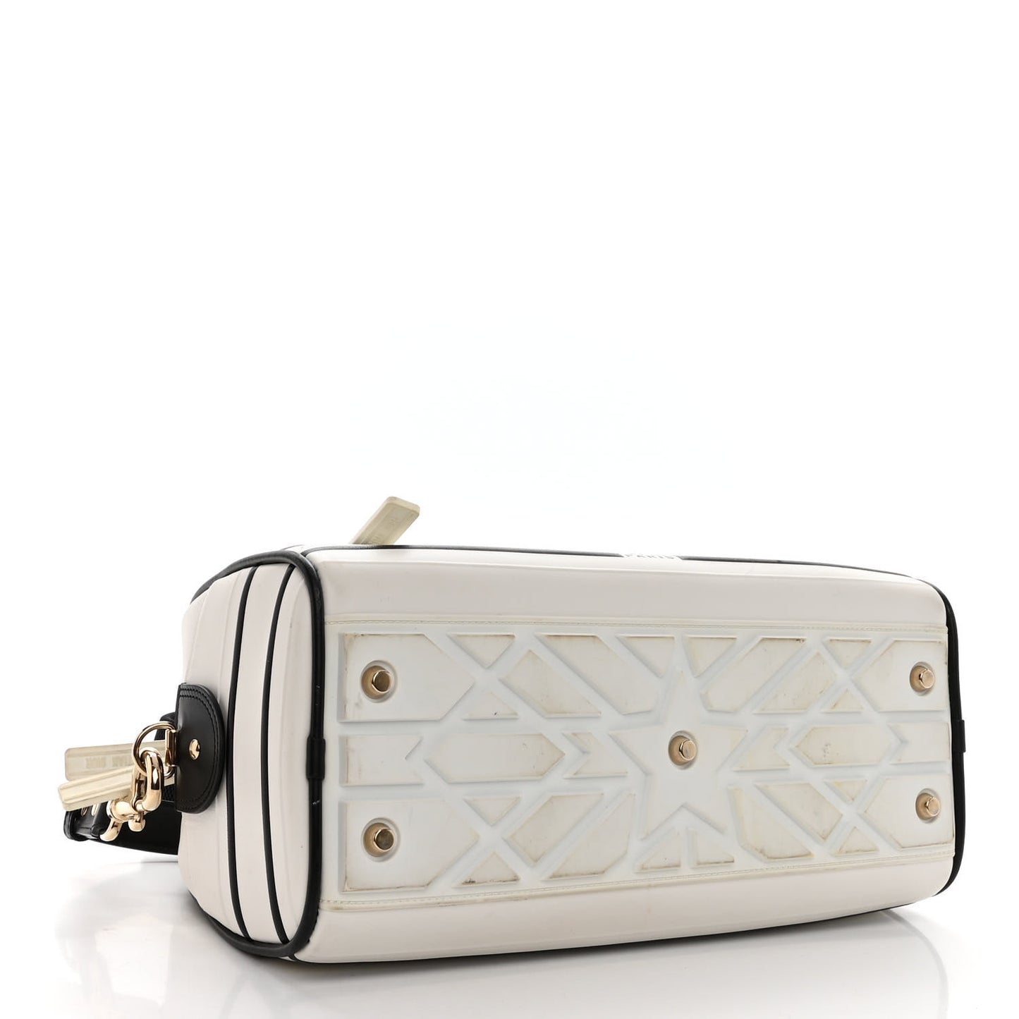Calfskin Dior Vibe Zip Bowling Bag White