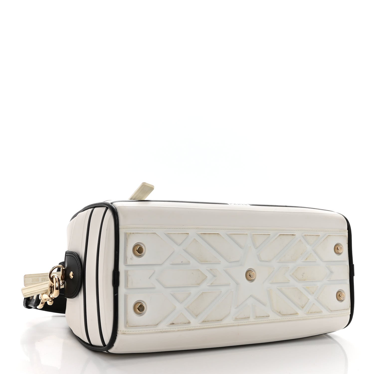 Christian Dior Calfskin Dior Vibe Zip Bowling Bag White 4 of 10