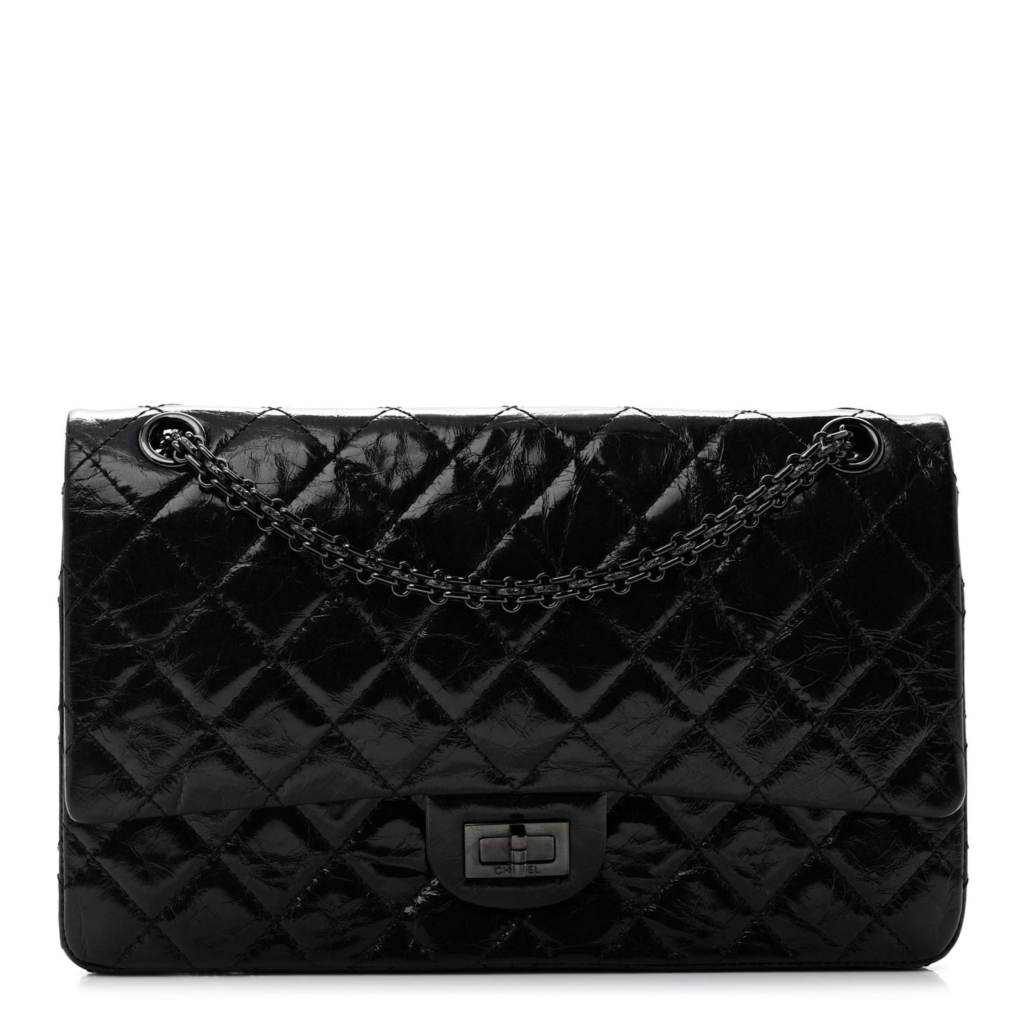 Metallic Aged Calfskin Quilted 2.55 Reissue 226 Flap So Black