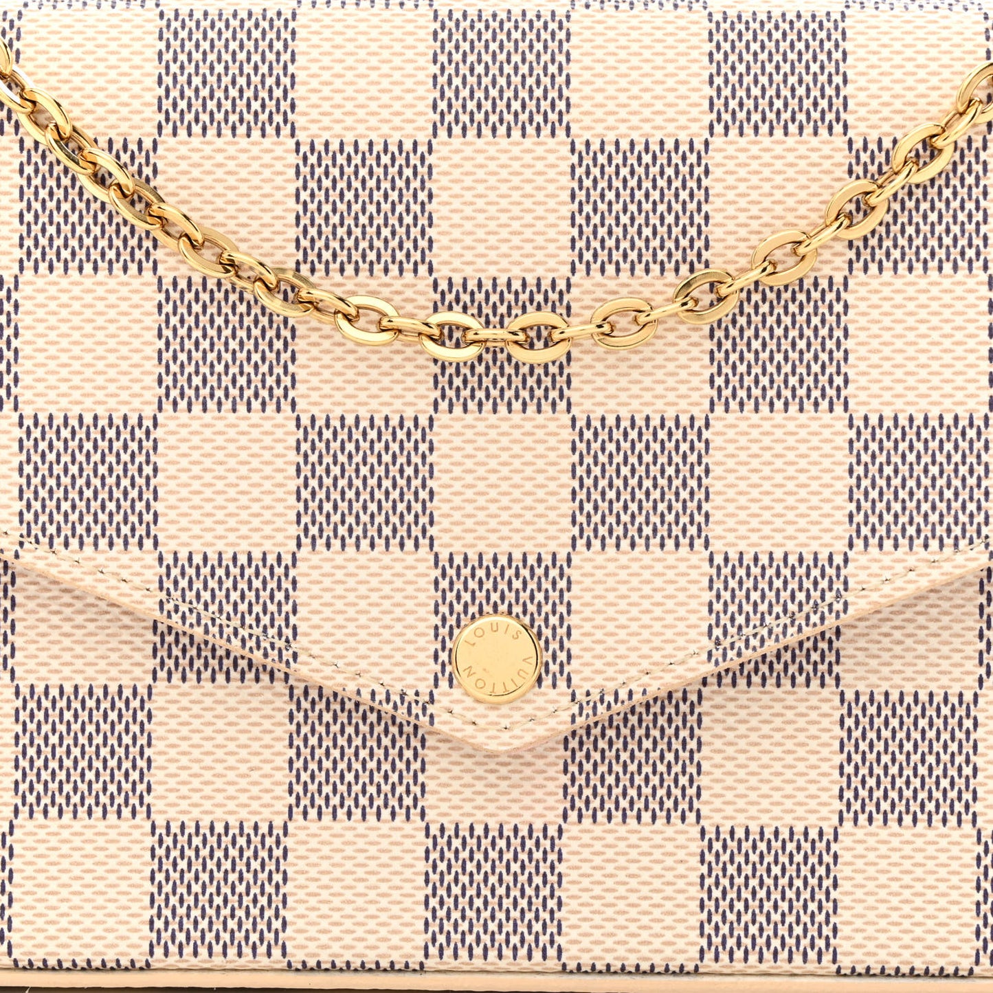 Damier Azur Pochette Felicie Chain Wallet Rose Ballerine