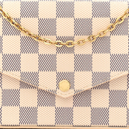 Louis Vuitton Damier Azur Pochette Felicie Chain Wallet Rose Ballerine 11 of 14