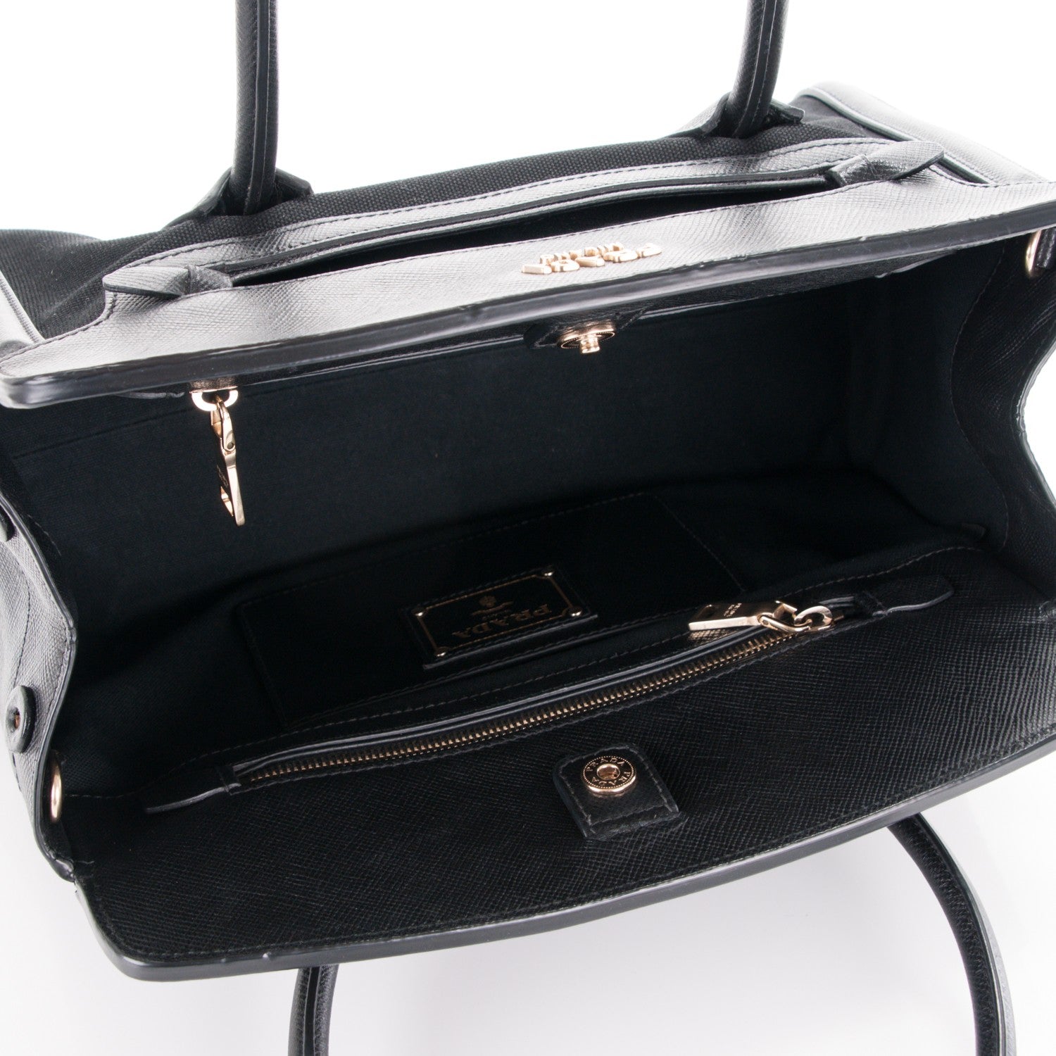Prada Canapa Saffiano Shoulder Bag Nero Black 6 of 7