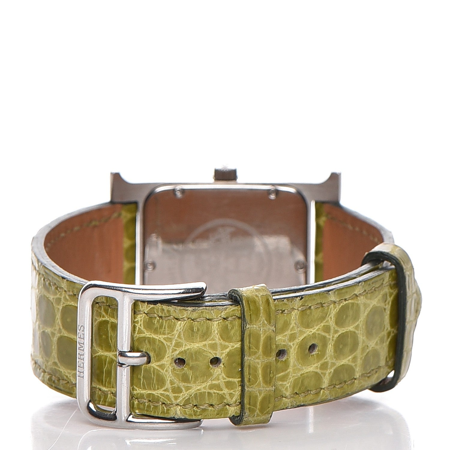 Hermes Stainless Steel Alligator 26mm Heure H Hour Quartz Watch Vert Anis 4 of 9