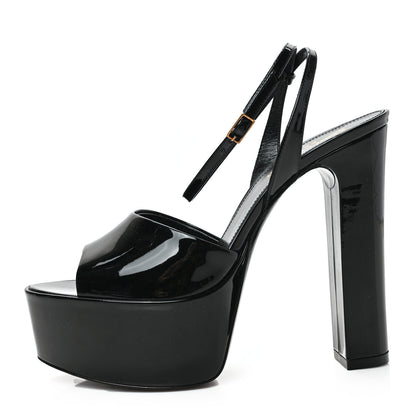 Saint Laurent Patent Jodie 95 Platform Sandals 38 Black 1 of 8