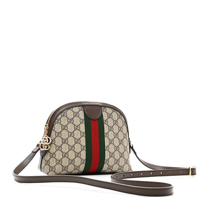 Gucci GG Supreme Monogram Textured Dollar Calfskin Web Small Ophidia Dome Shoulder Bag Beige Ebony New Acero 3 of 10