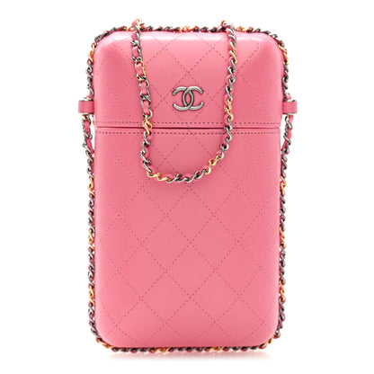 Chanel Lambskin Quilted Chain Around Phone Holder Pink 1 of 11