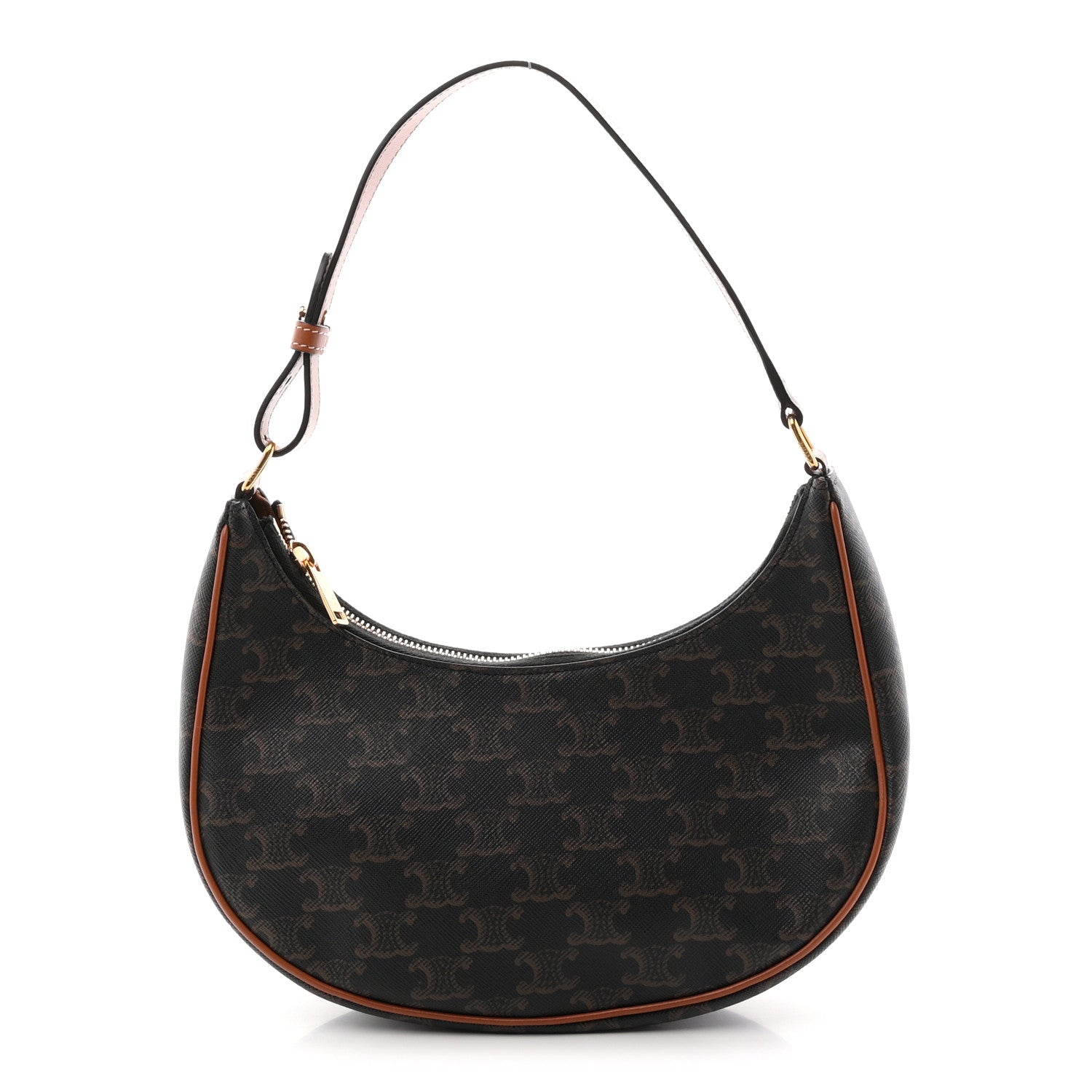 Celine Triomphe Canvas Calfskin Ava Shoulder Bag Tan 1 of 11