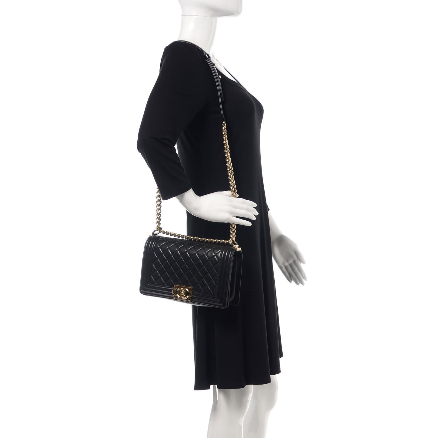 Lambskin Quilted Medium Boy Flap Black