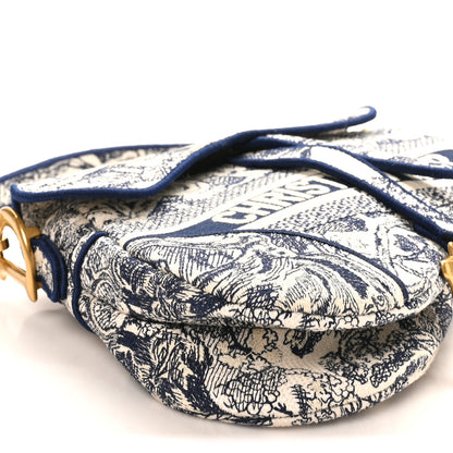 Christian Dior Canvas Embroidered Toile de Jouy Saddle Bag Blue 9 of 10
