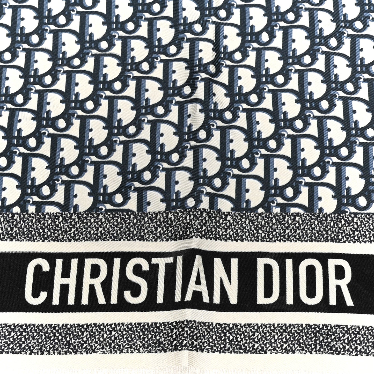 Silk Twill Oblique Diortwin 70 Square Scarf Bleu Marine