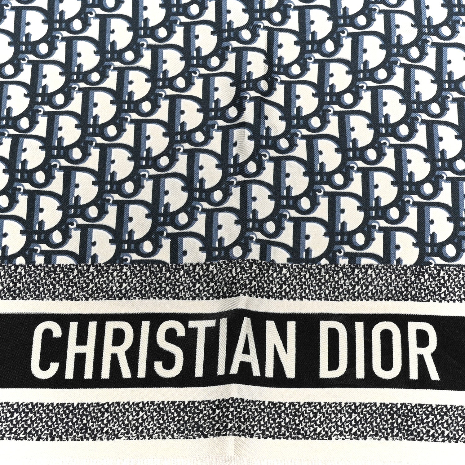 Christian Dior Silk Twill Oblique Diortwin 70 Square Scarf Bleu Marine 2 of 4