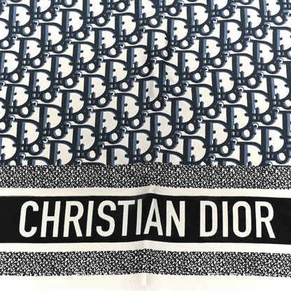 Christian Dior Silk Twill Oblique Diortwin 70 Square Scarf Bleu Marine 2 of 4