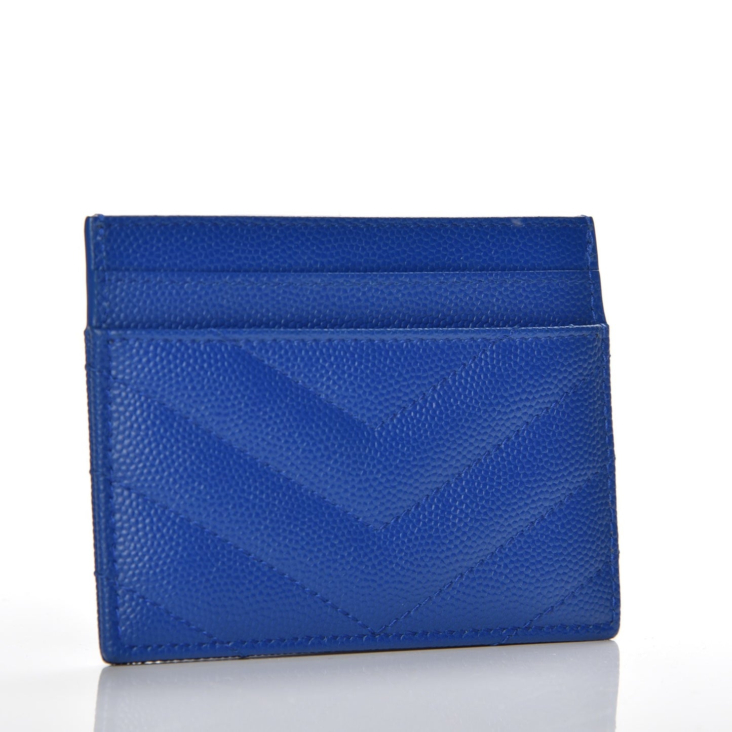 Grain De Poudre Matelasse Chevron Credit Monogram Card Case Blue Majorelle