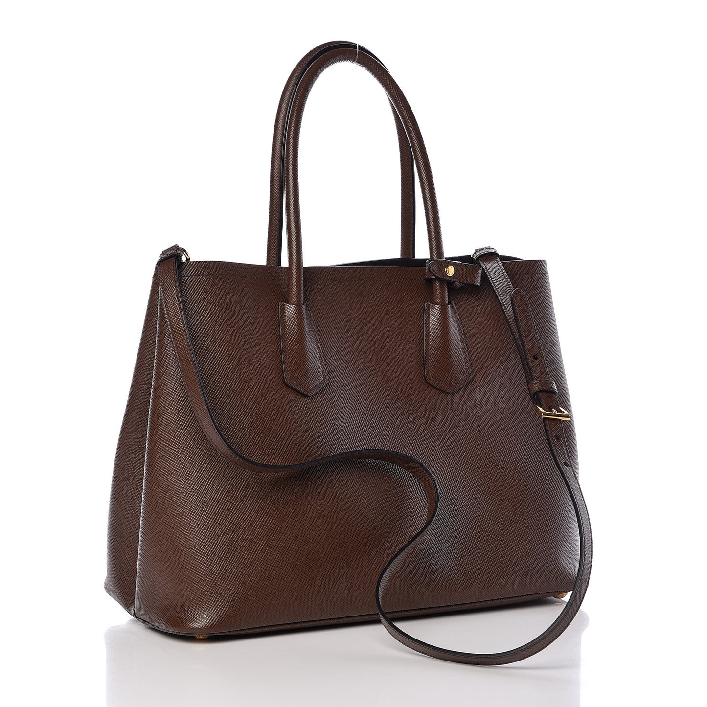 Saffiano Cuir Large Double Bag Cacao