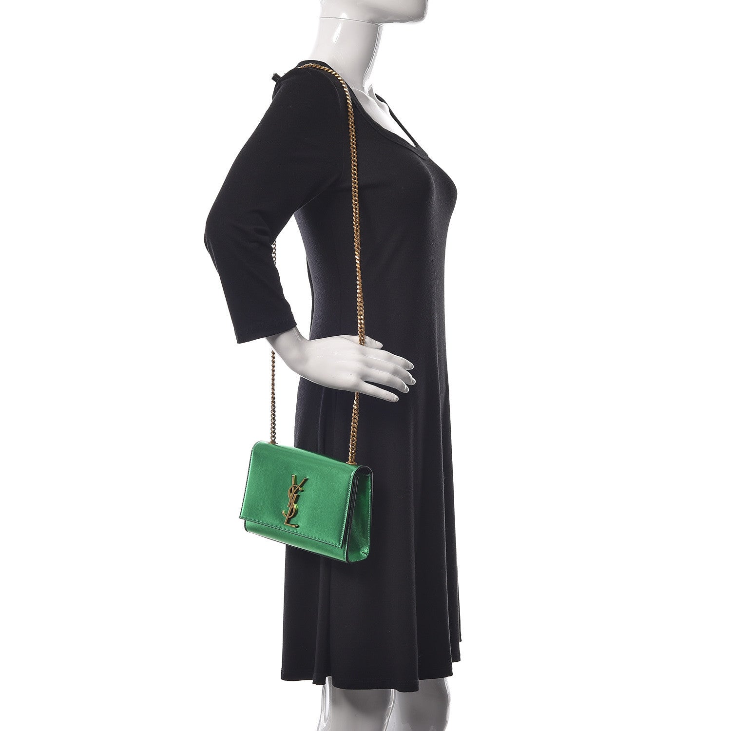 Saint Laurent Nappa Silk Small Classic Monogram Kate Satchel Jasmine Green 2 of 18