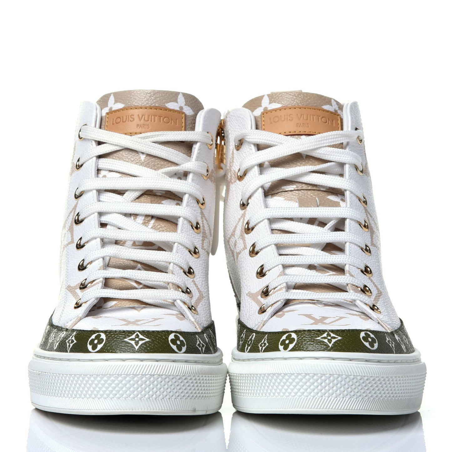 Monogram Giant Stellar Sneaker Boots 38 Kaki White Beige