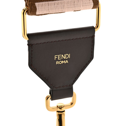 Fendi Ribbon Vitello Century FF 1974 Embroidered Adjustable Strap You Rosa Confetto Chocolate 4 of 5