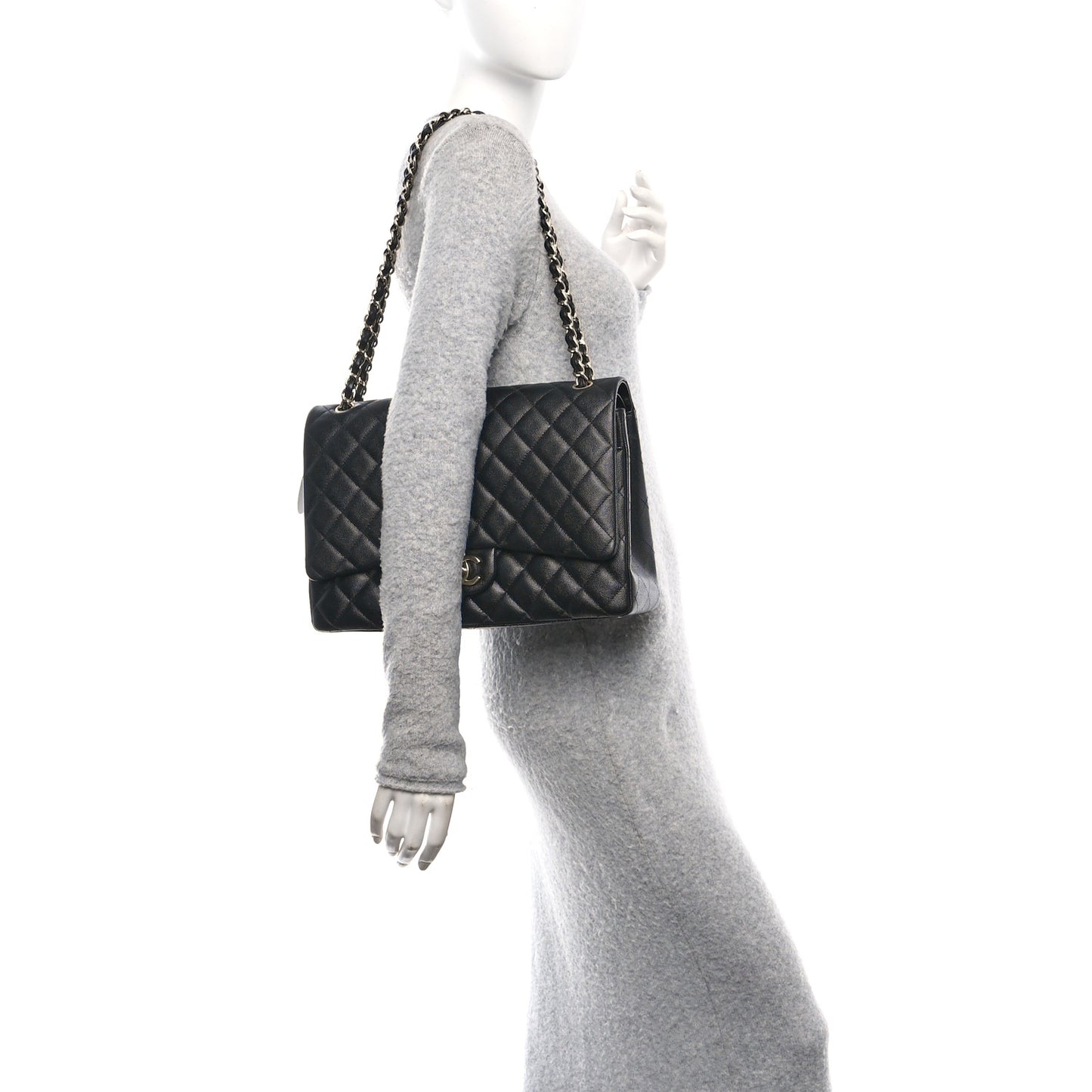 Caviar Quilted Maxi Double Flap Black