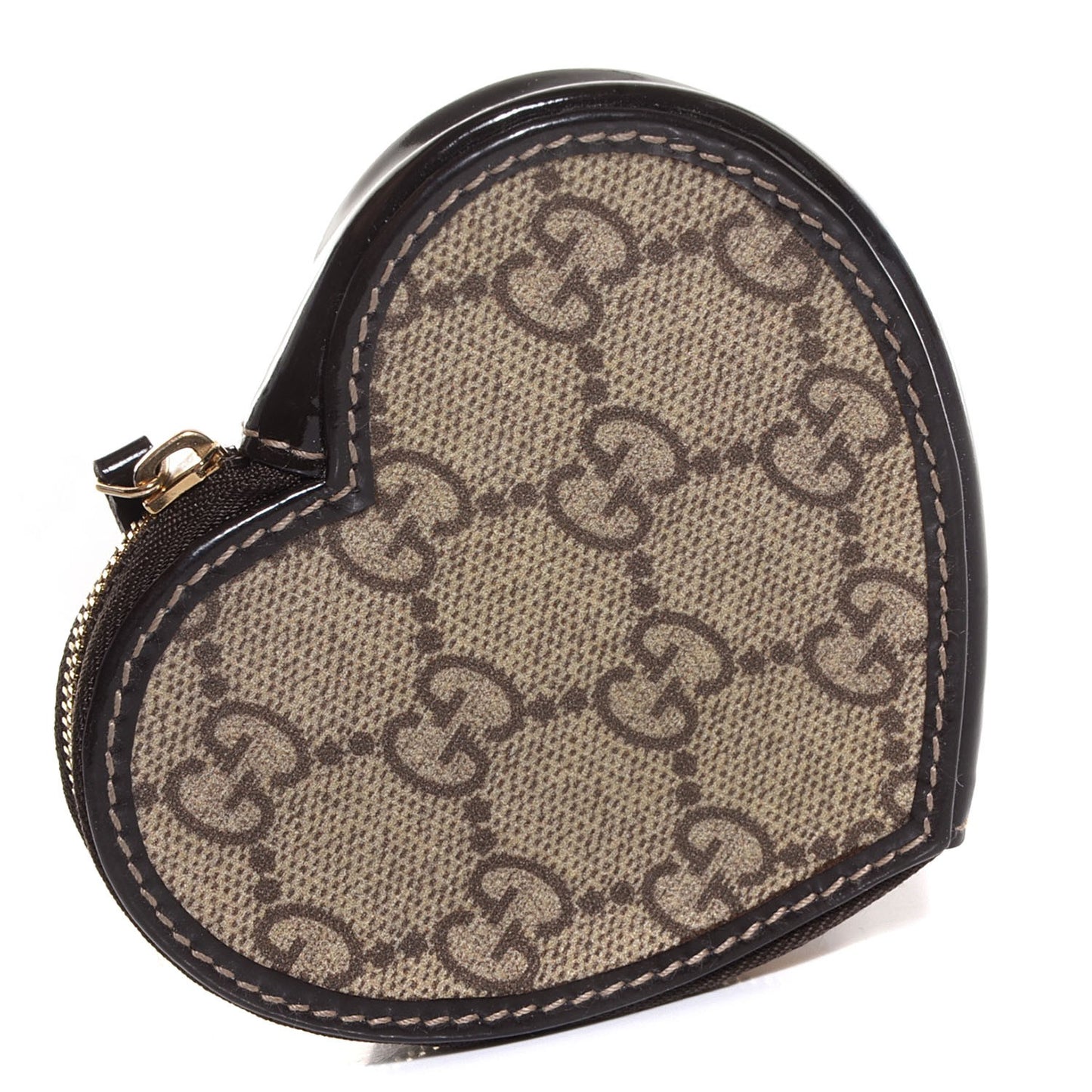 GG Plus Monogram Tattoo Heart Coin Purse Brown