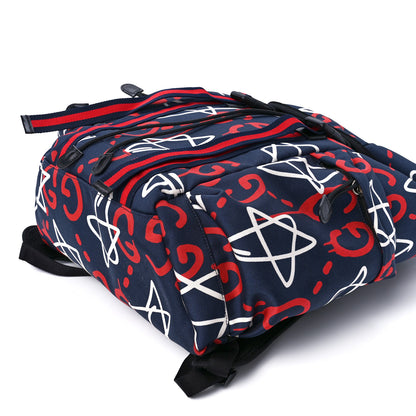 Gucci Techno Canvas GucciGhost Double Buckle Backpack Blue Agata Hibiscus Red 13 of 13