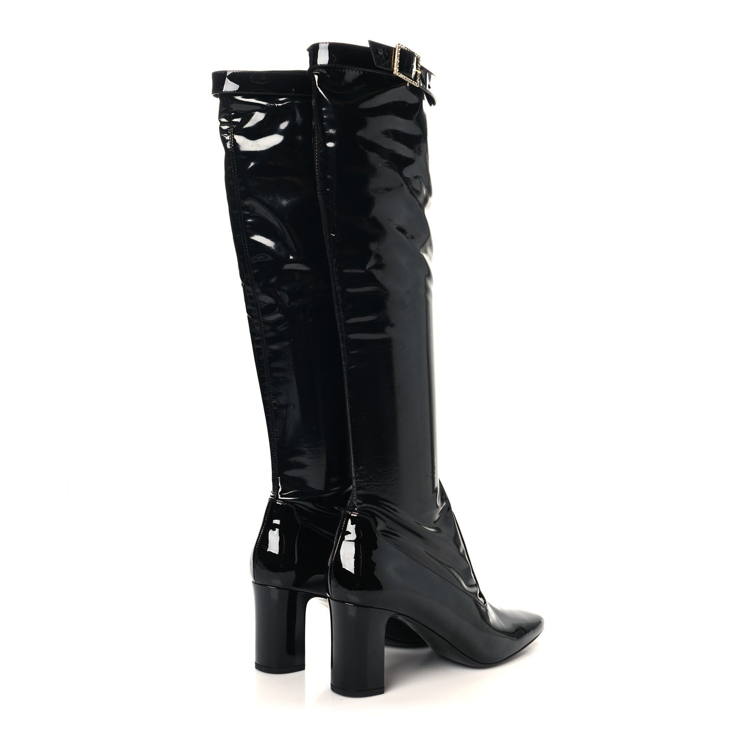 Patent Calfskin Diane 100 Boots 41 Black
